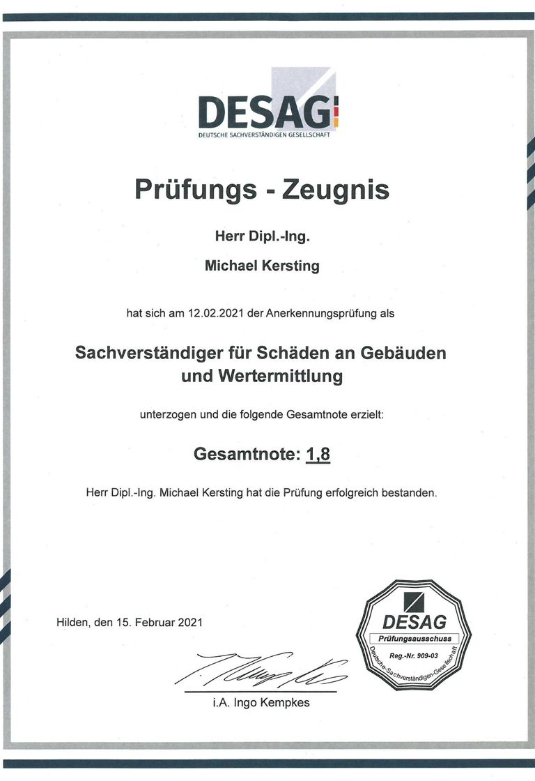 Urkunde Bau-Sachverständiger DGuSV