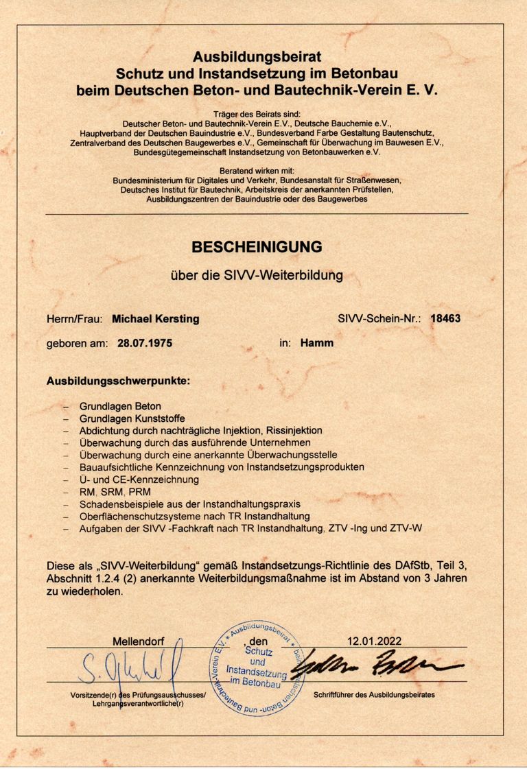 SIVV-Weiterbildung 2019 Dipl.-Ing. Michael Kersting 